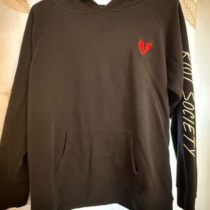 Riot Society Black Hoodie with Red Broken Heart
